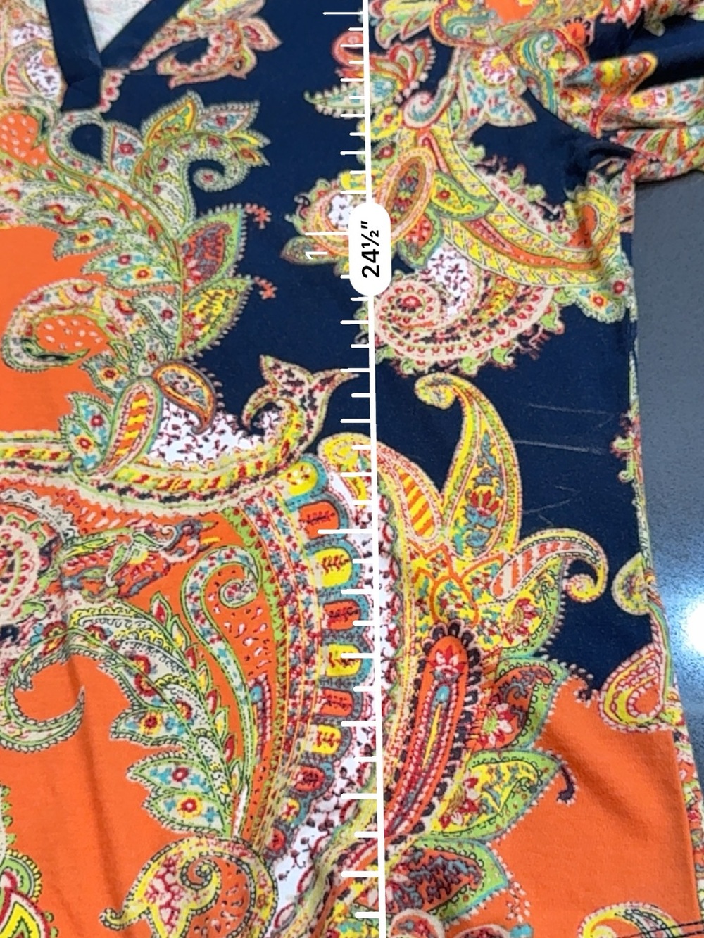 Lauren Ralph Lauren Paisley V-Neck 3/4 Sleeve Knit Top Size L - Picture 5 of 11